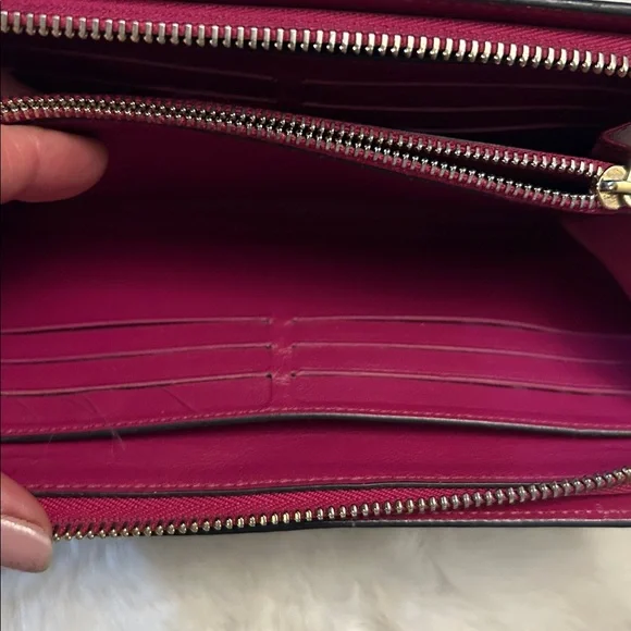 Christian Dior black and raspberry leather long zip around wallet with charms - Picture 13 of 17